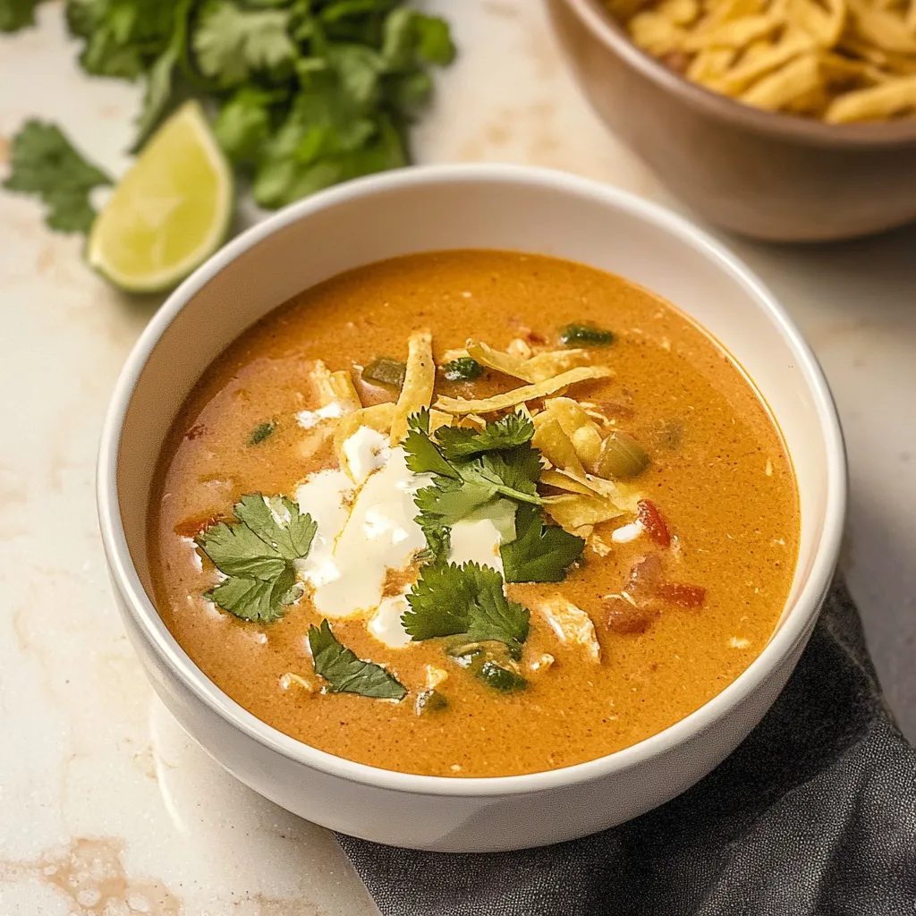 Easy Cheesy Chicken Enchilada Soup Recipe