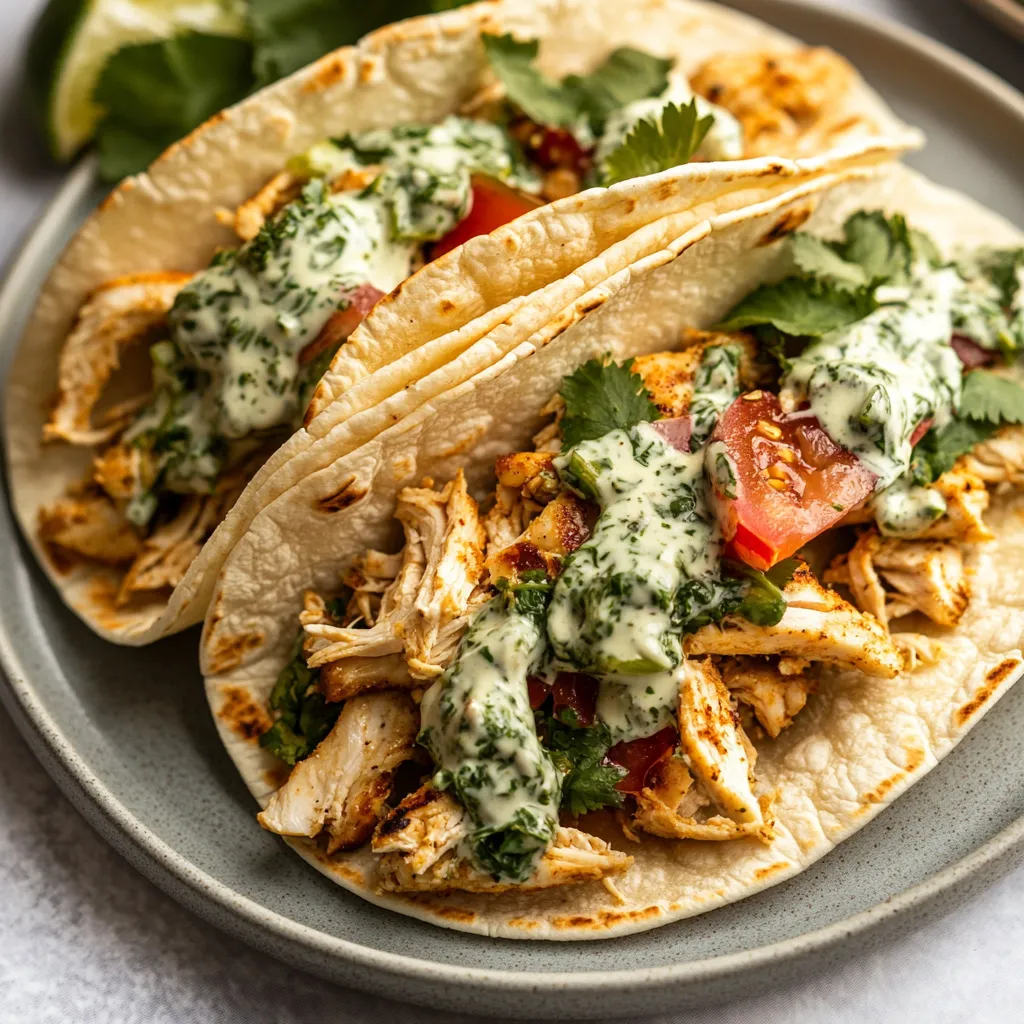 Shredded Chicken Chimichurri Tacos