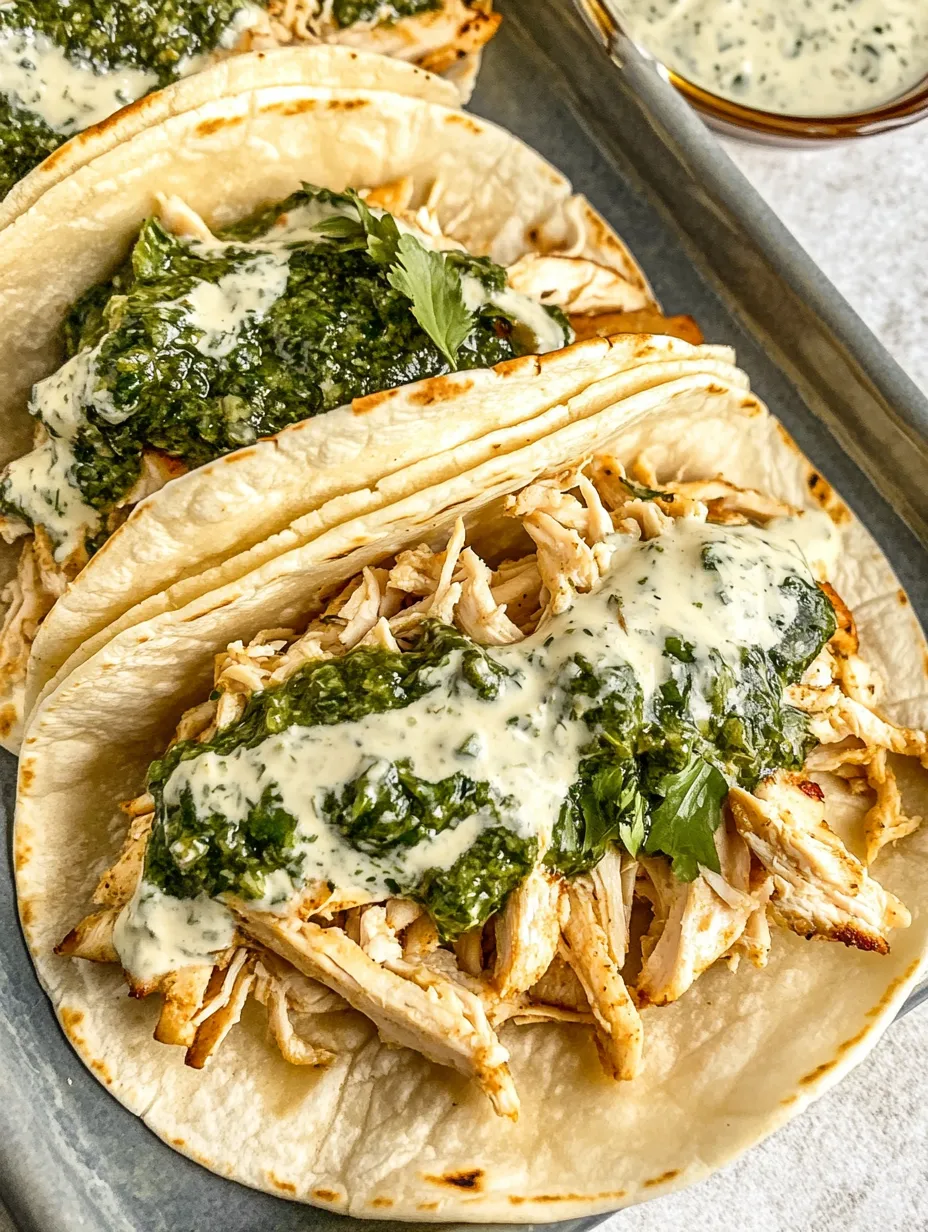 Shredded Chicken Chimichurri Tacos