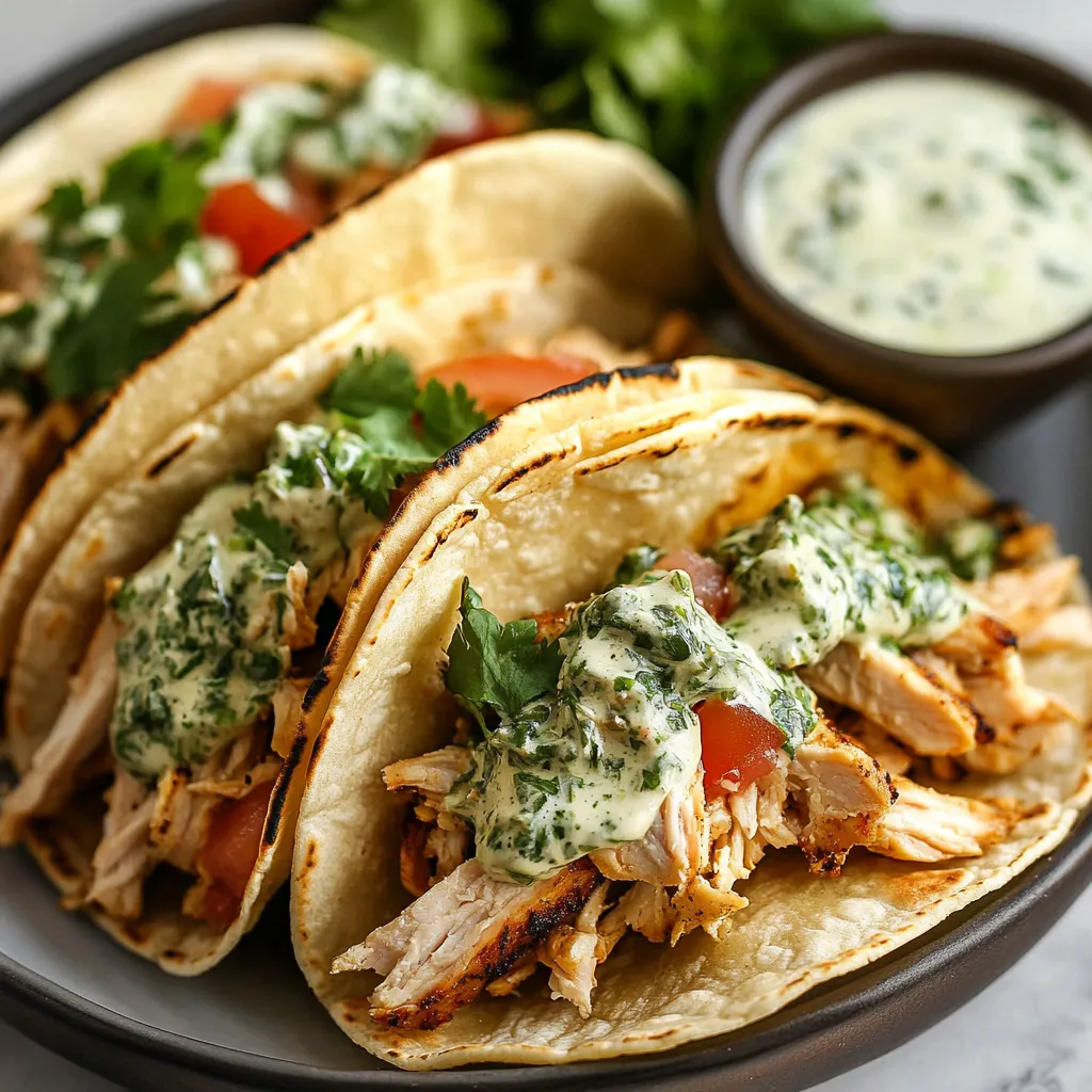 Shredded Chicken Chimichurri Tacos