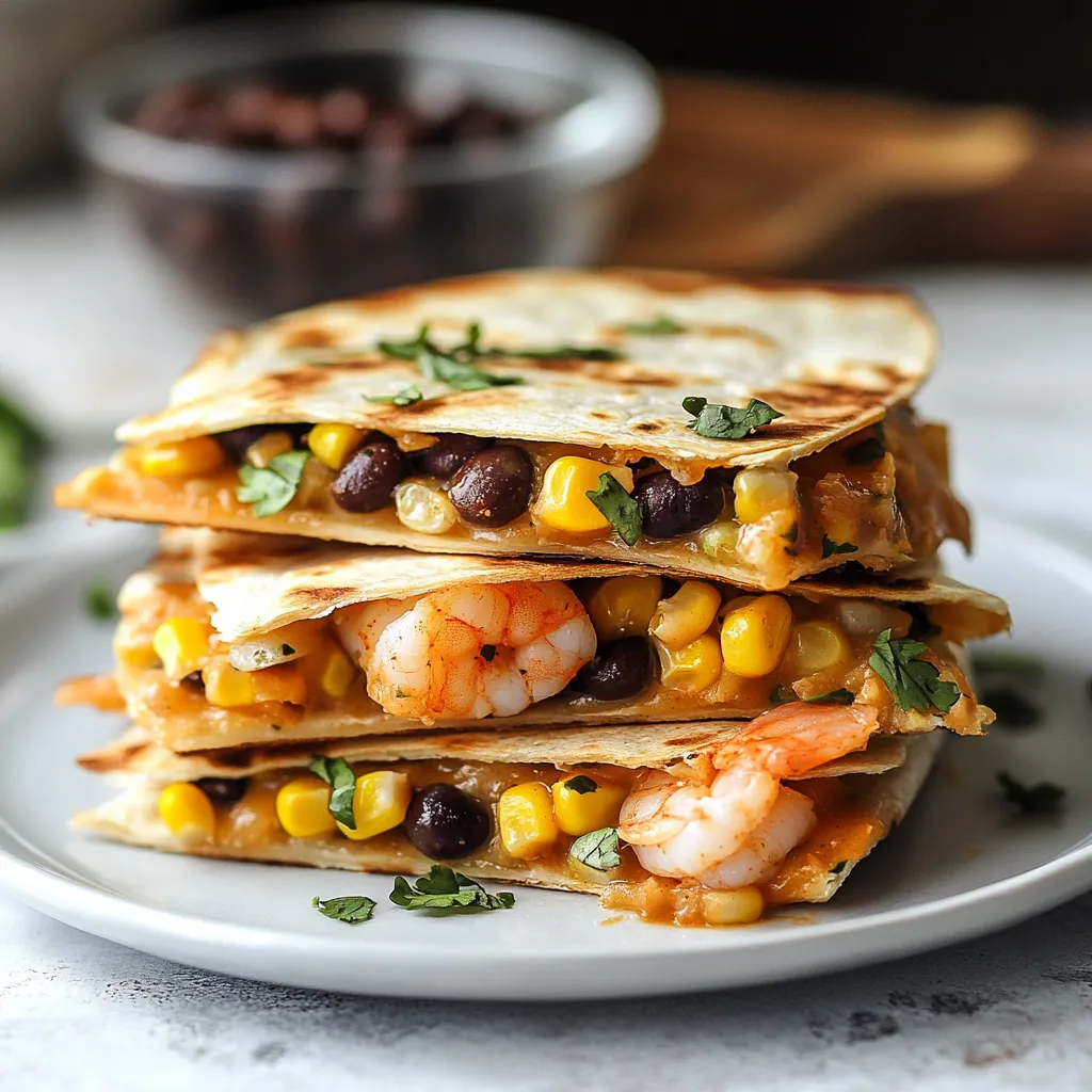 Spicy Shrimp Black Bean Quesadillas