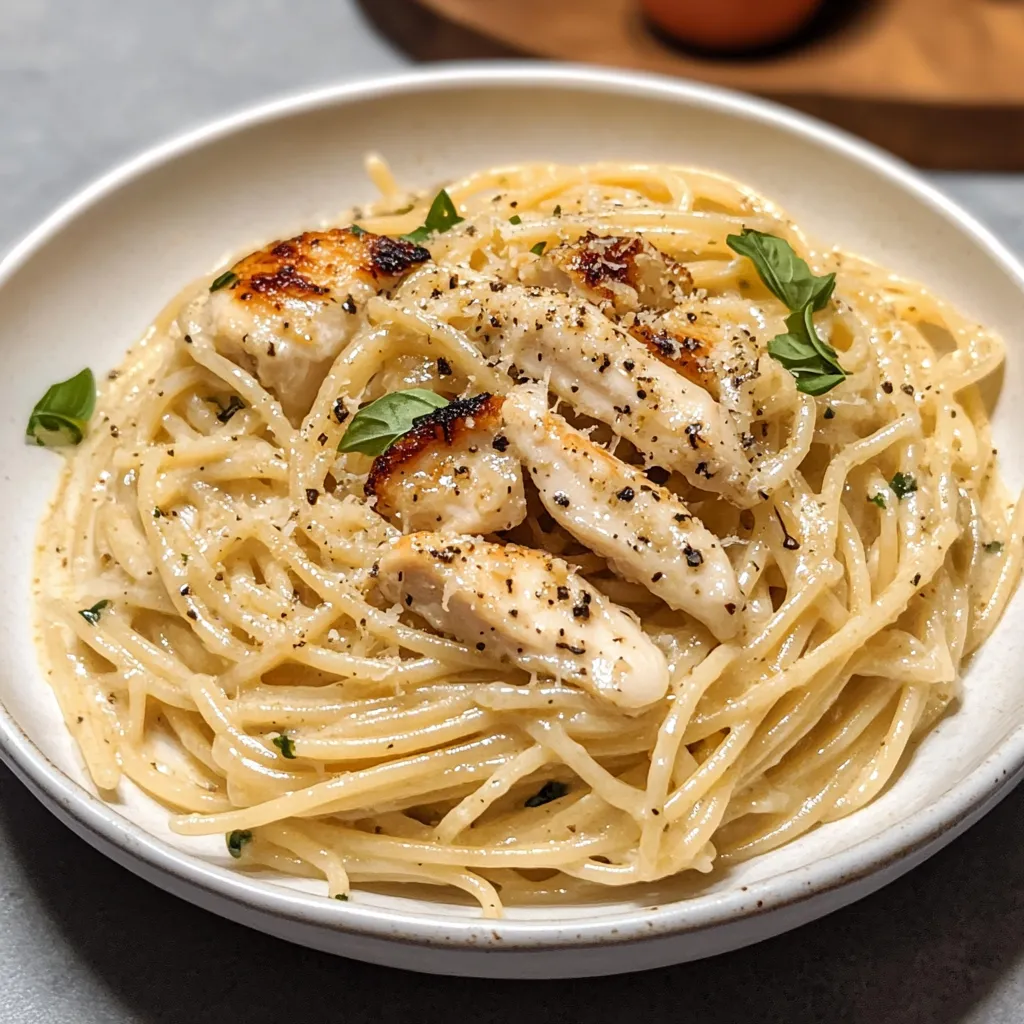 Spaghetti with Alfredo Sauce and Chicken