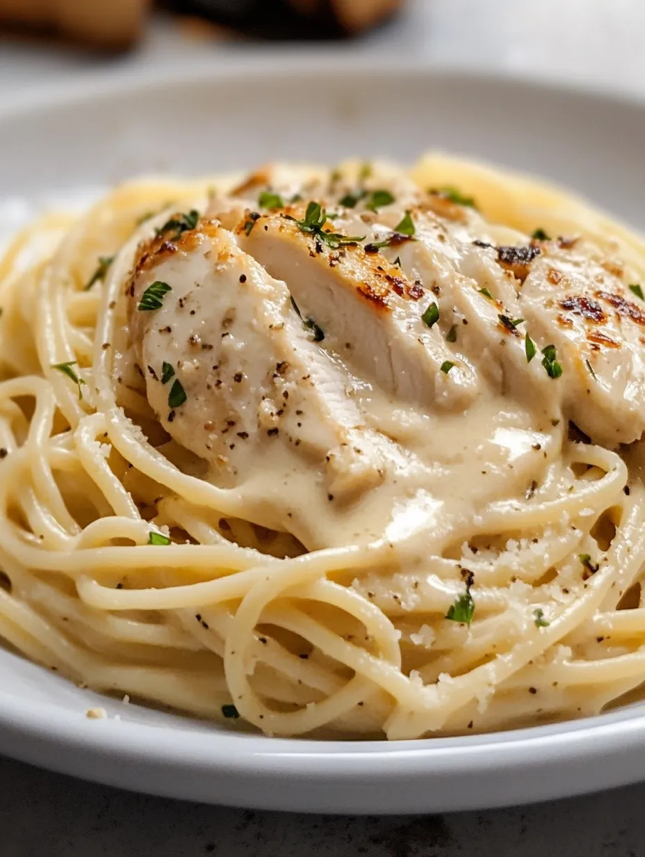 Spaghetti with Alfredo Sauce and Chicken