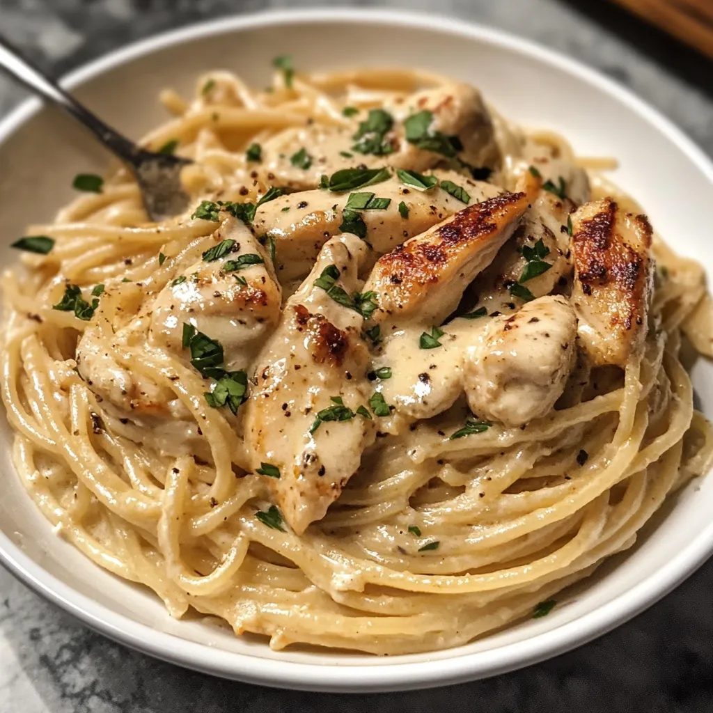 Spaghetti with Alfredo Sauce and Chicken