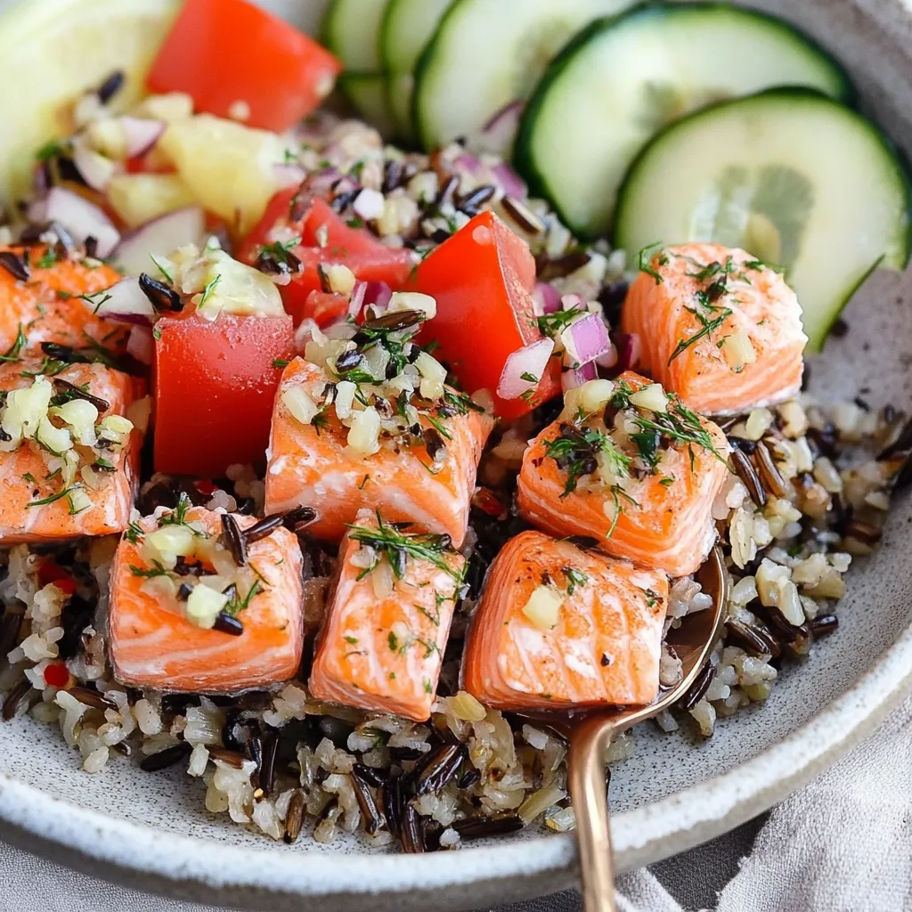 Mediterranean Salmon Wild Rice Bowls