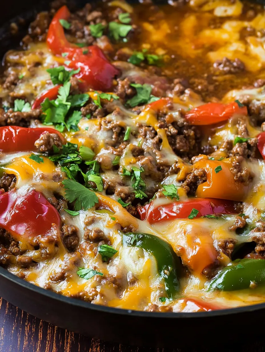 Quick Ground Beef Stuffed Pepper Skillet Recipe