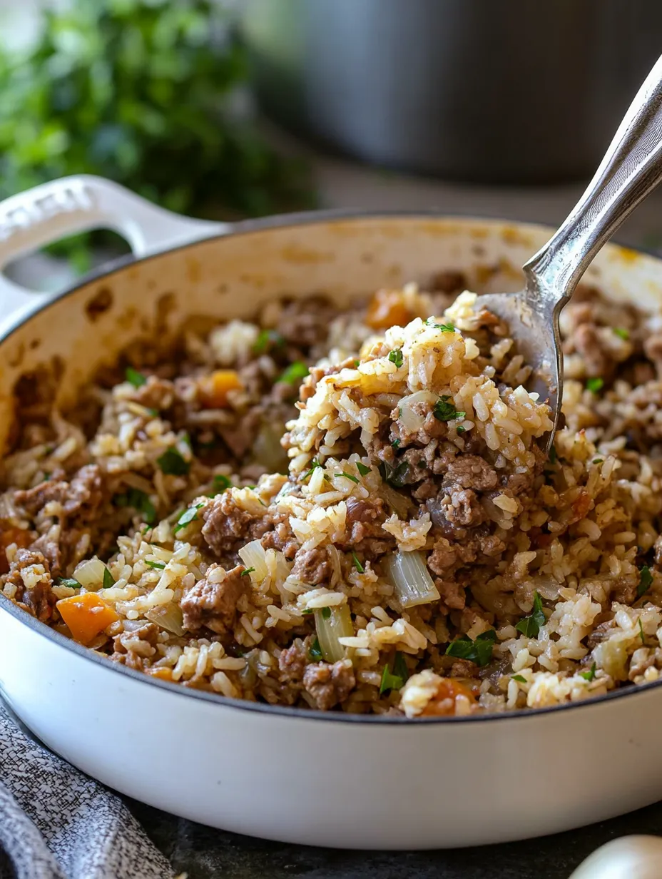 French Onion Beef & Rice Skillet