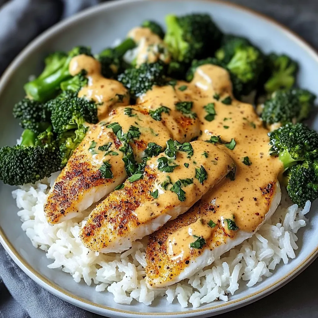 A plate of rice with fish and broccoli.