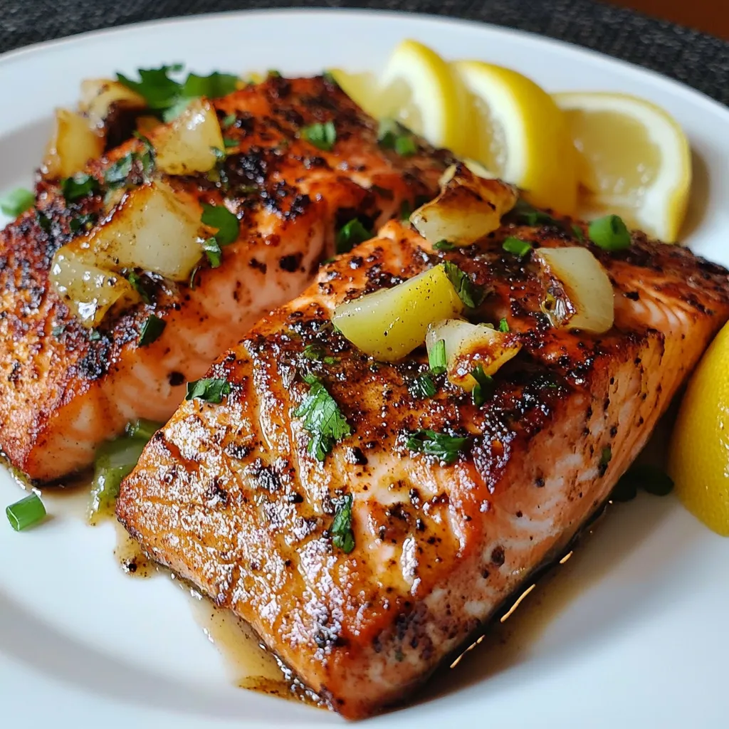 A plate of food with fish and lemon.