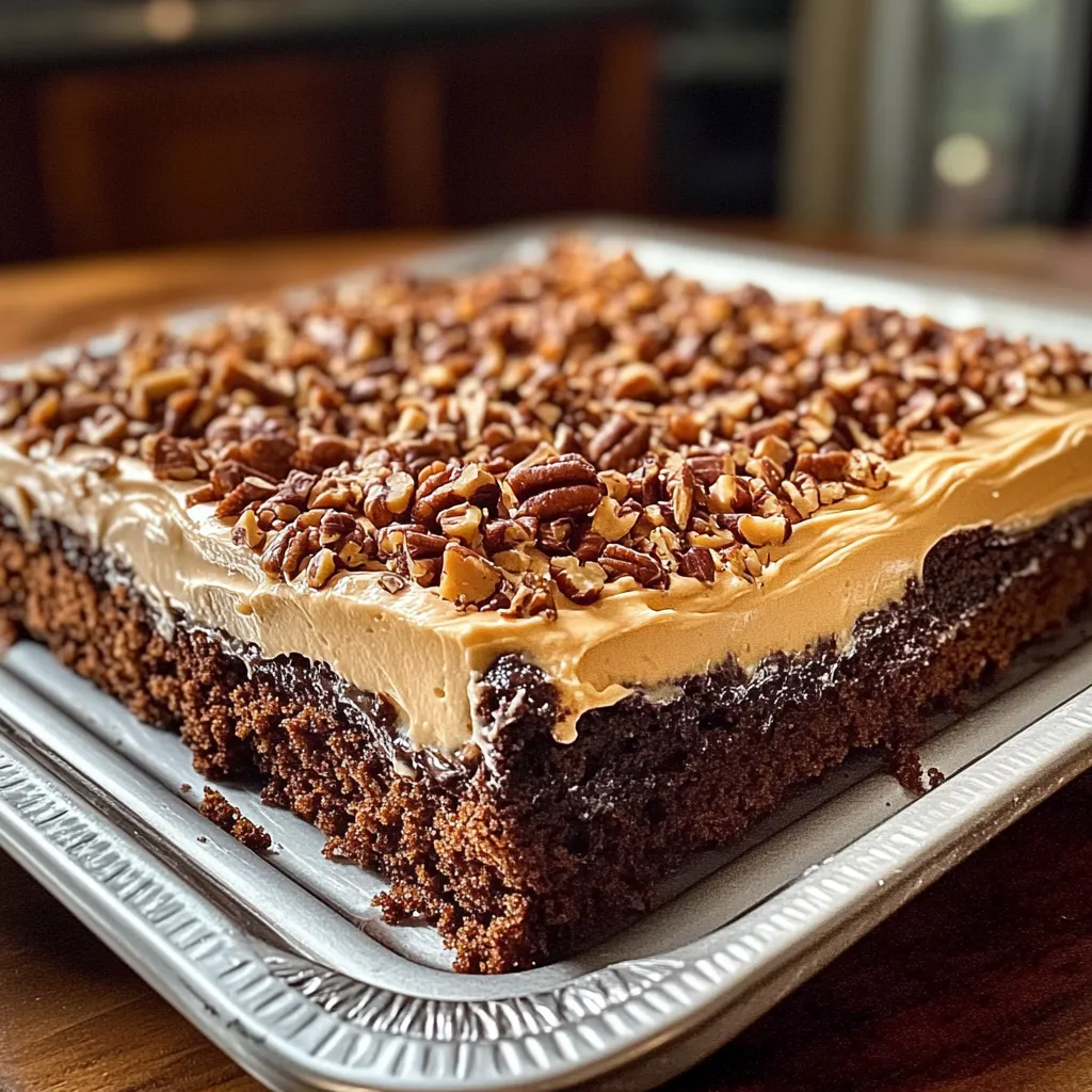 A slice of cake with nuts on top.