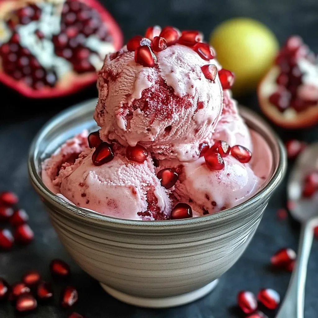 A bowl of red raspberry ice cream with a lemon wedge on top.