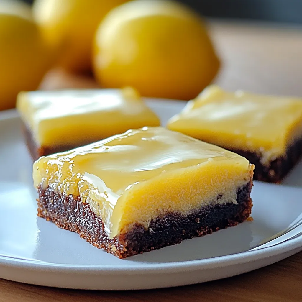A plate of lemon squares with a slice missing.