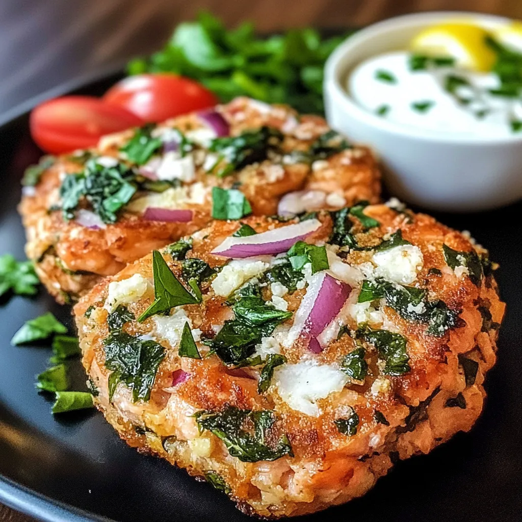 A plate of food with a salad and two meat patties.