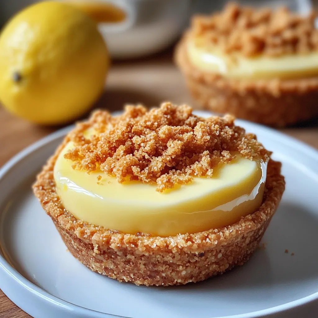 A lemon dessert with a crumbly topping.