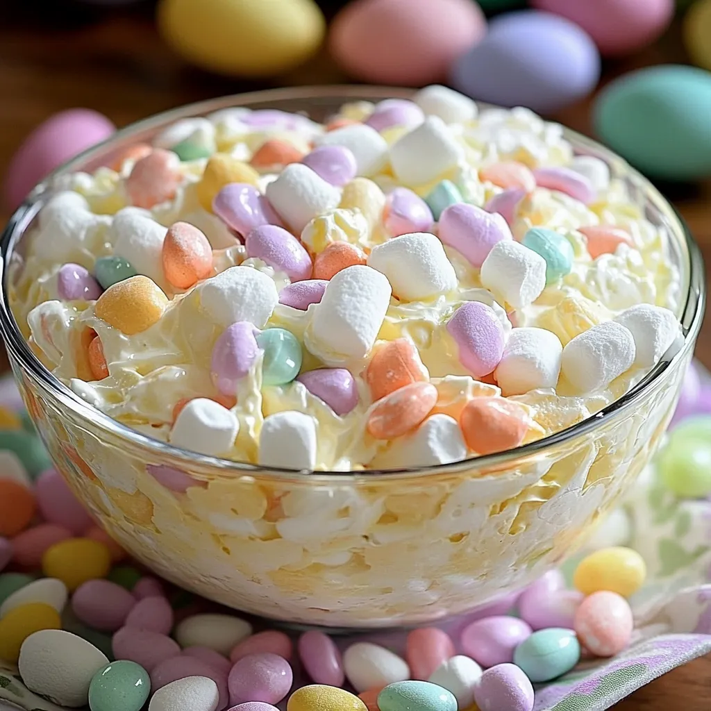 A bowl of candy with marshmallows and eggs.