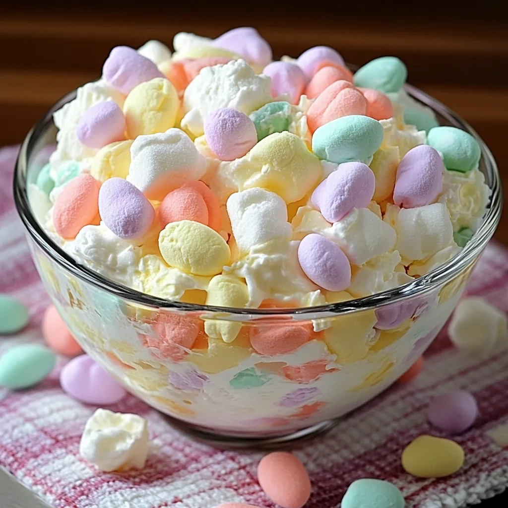 A bowl of candy with marshmallows and chocolate.