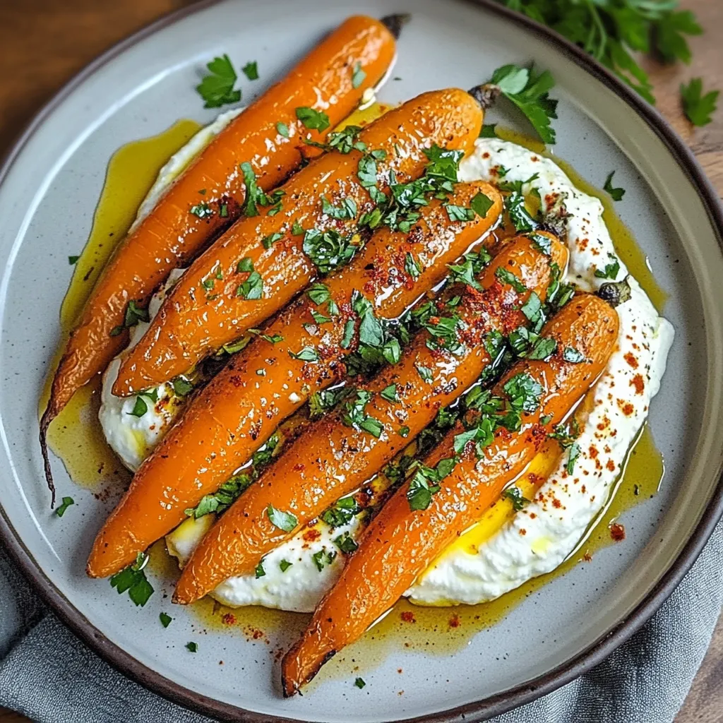 A plate of carrots with sauce on it.