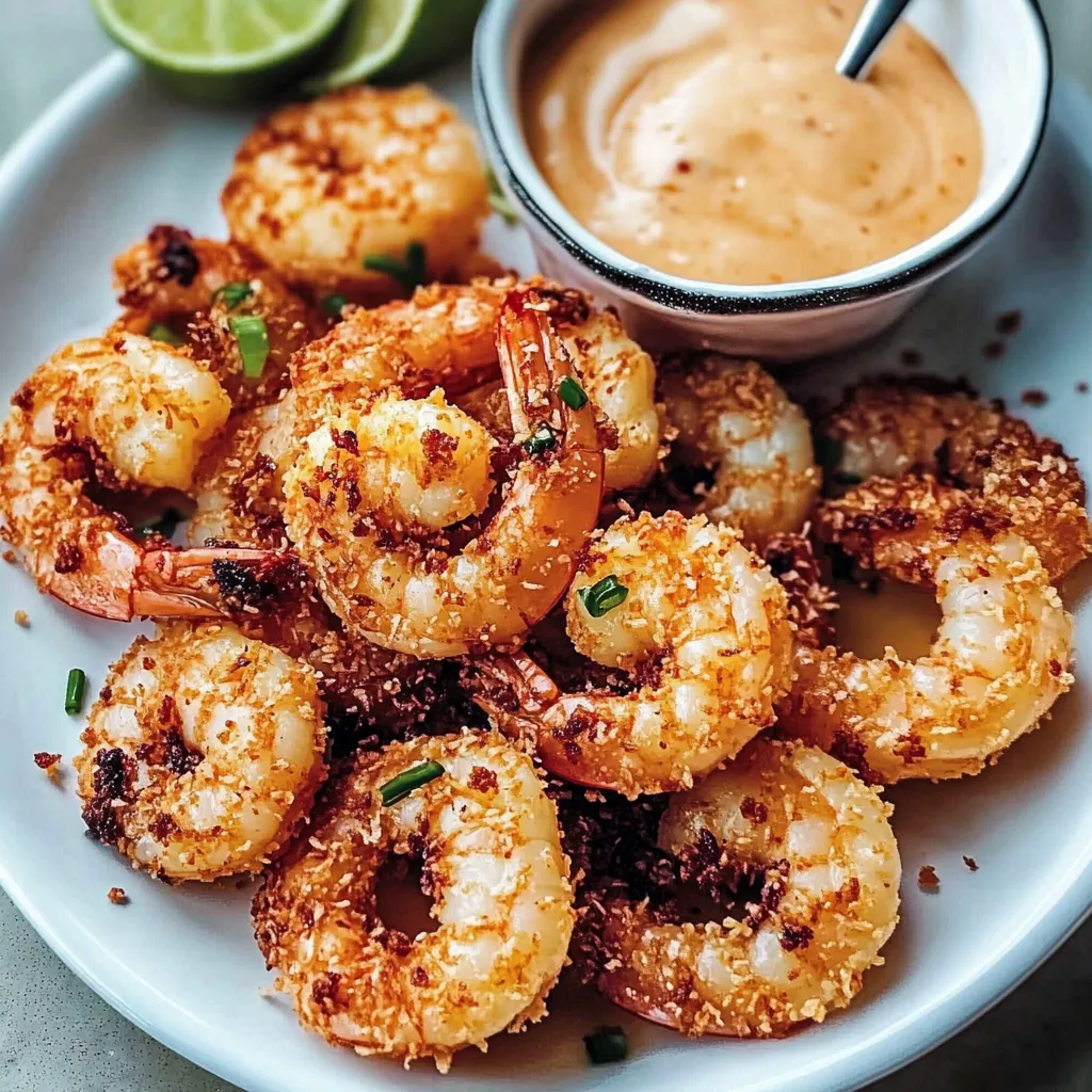A plate of shrimp with a dipping sauce.