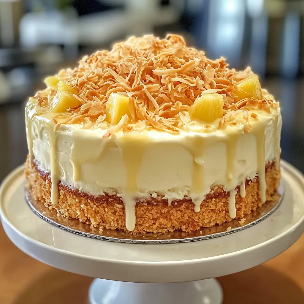 A slice of cake with coconut on top.