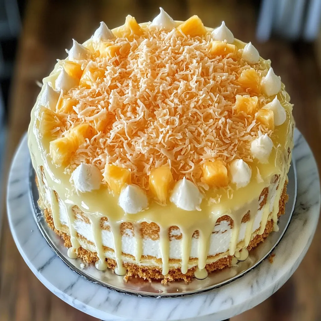 A cake with a white frosting and coconut on top.