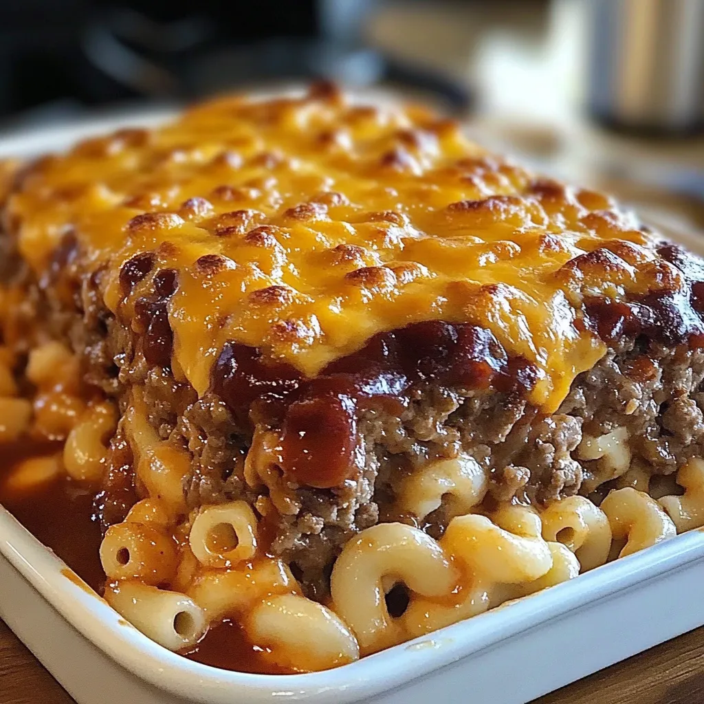 A casserole dish filled with macaroni and meat.