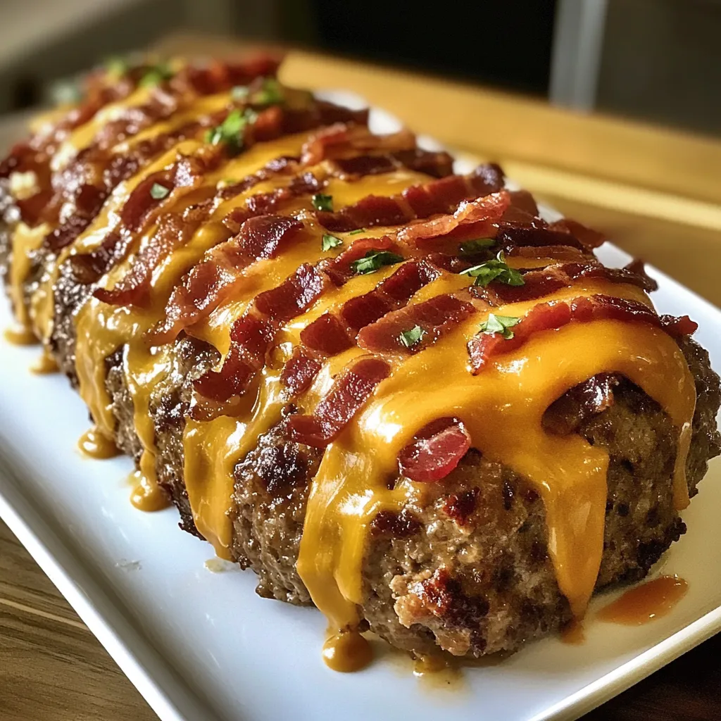 A plate of food with bacon and cheese.