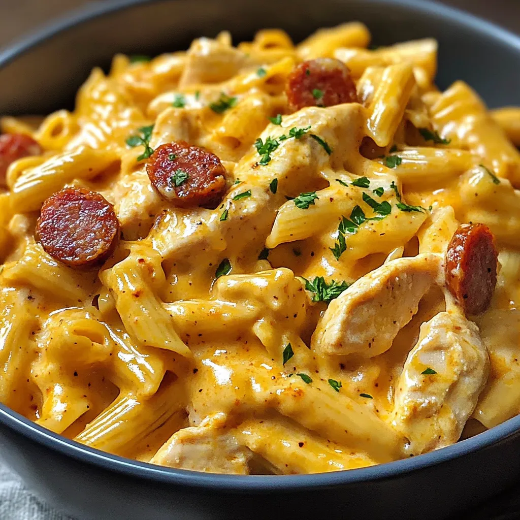 A bowl of pasta with meat and vegetables.