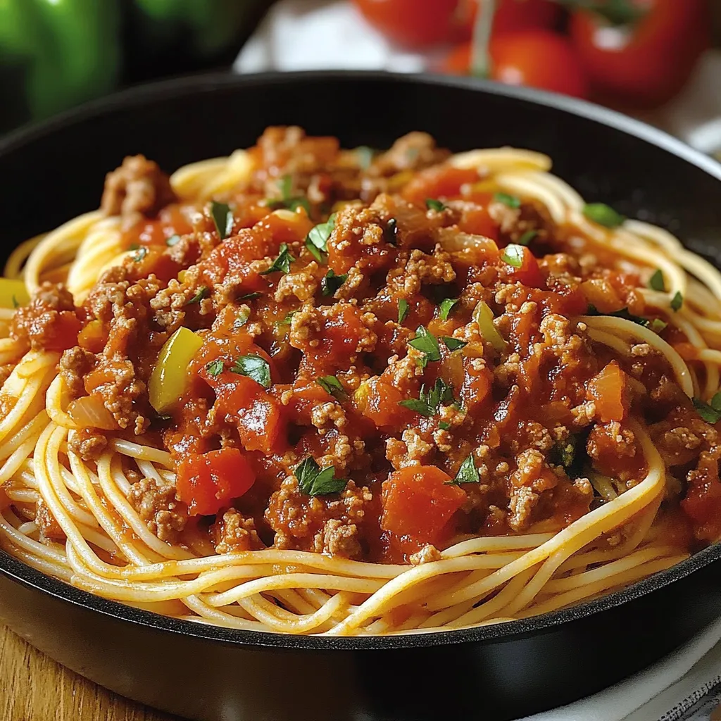 A bowl of spaghetti with meat sauce.