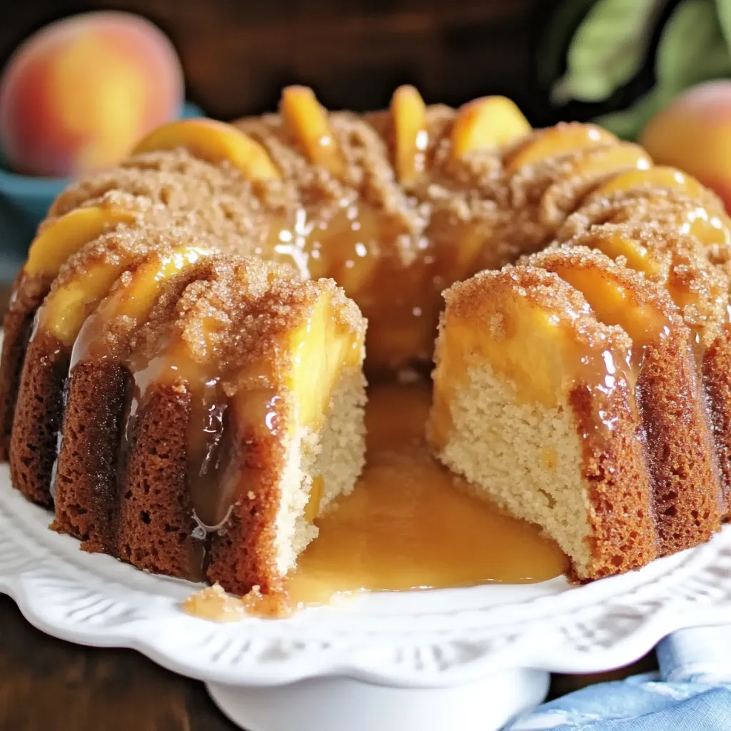 A cake with peaches on top.