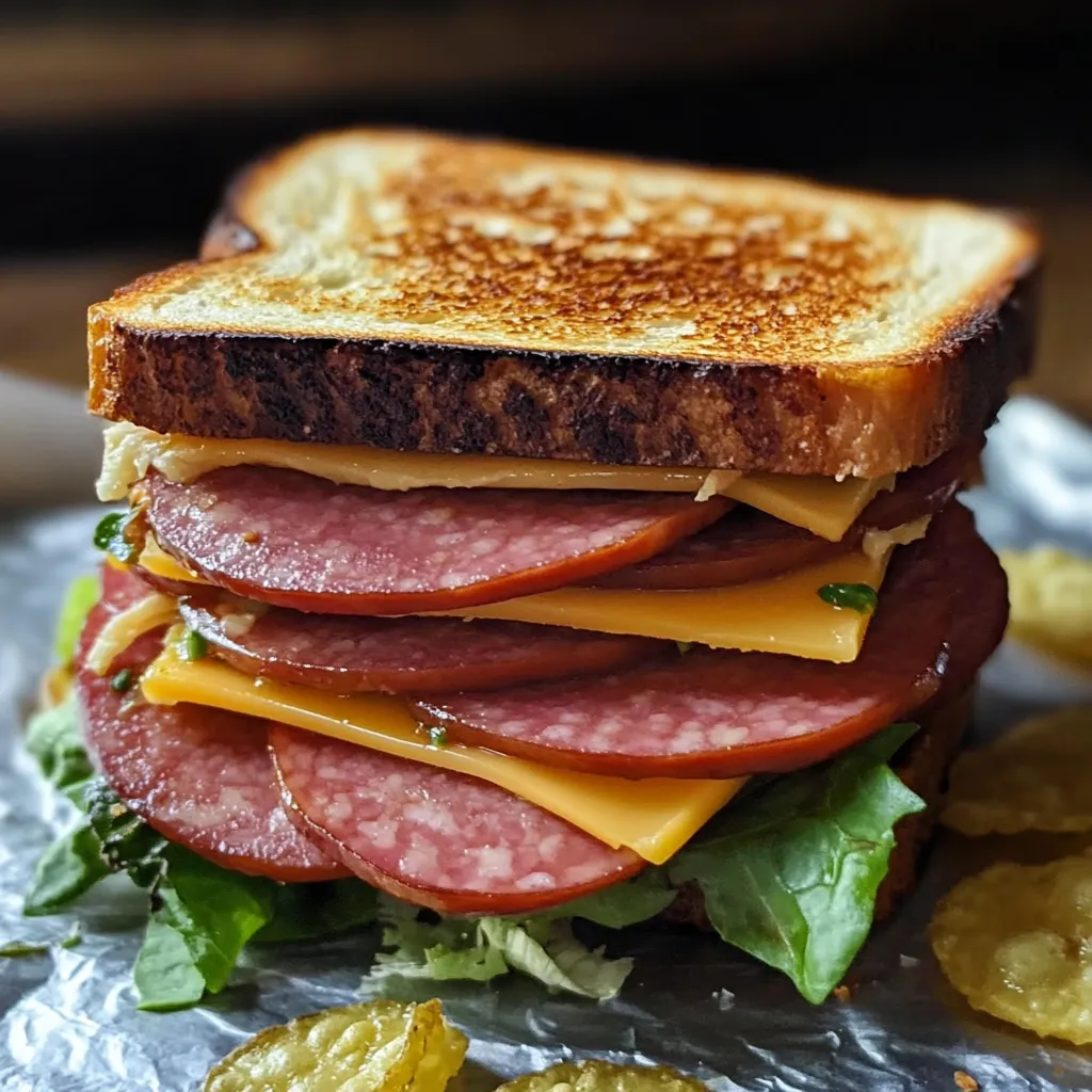 A stack of ham and cheese sandwiches.