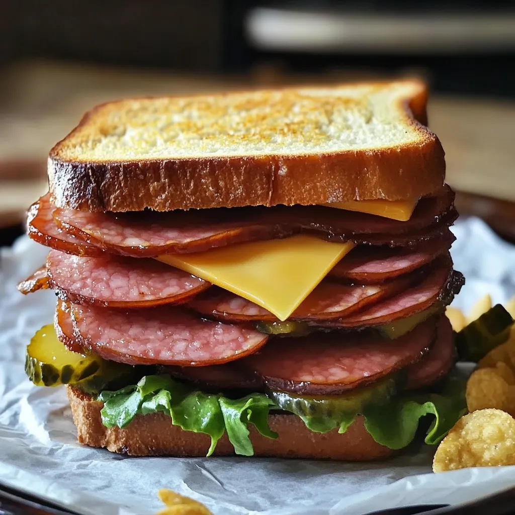 A sandwich with meat and cheese.