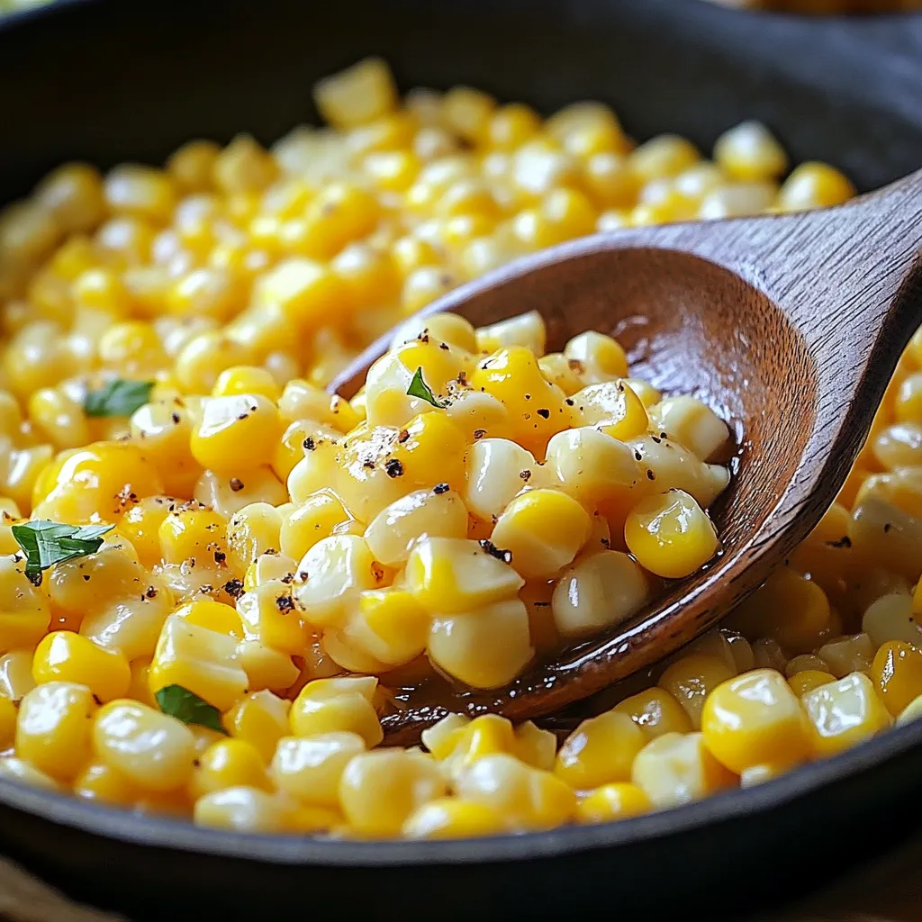 A wooden spoon in a bowl of corn.
