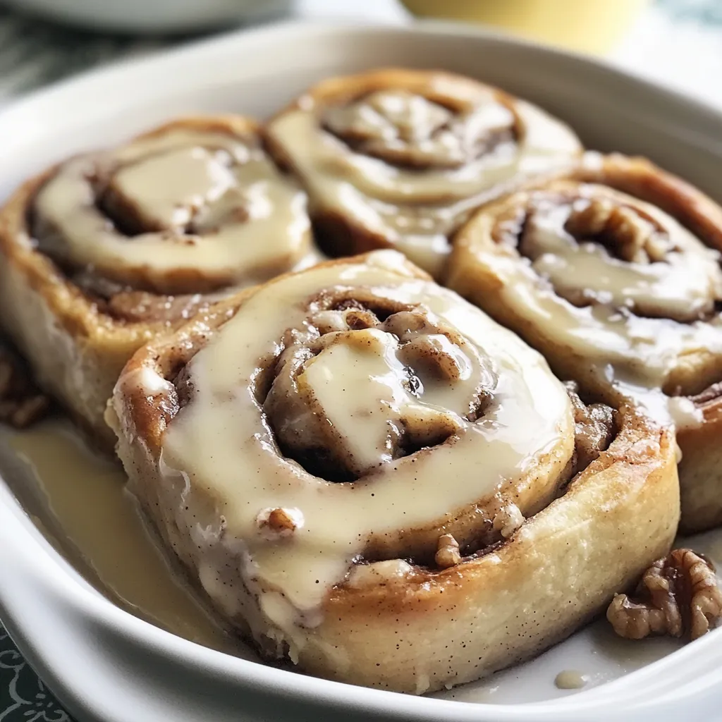 A plate of cinnamon rolls.