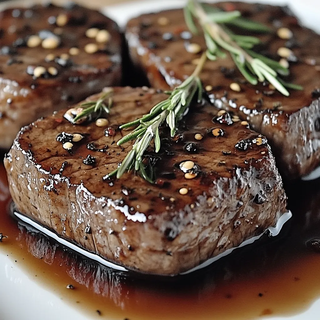 Steak with herbs on it.