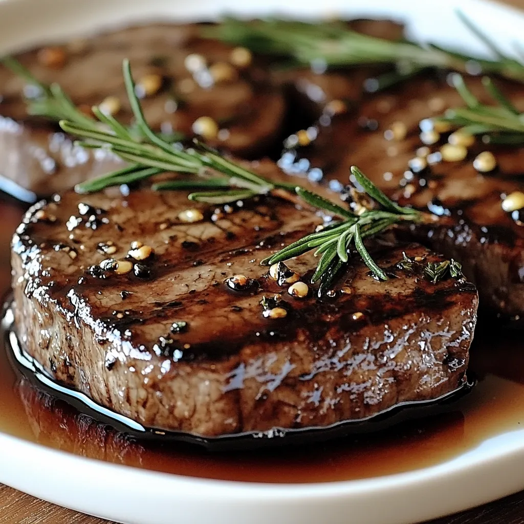 A plate of meat with herbs on it.