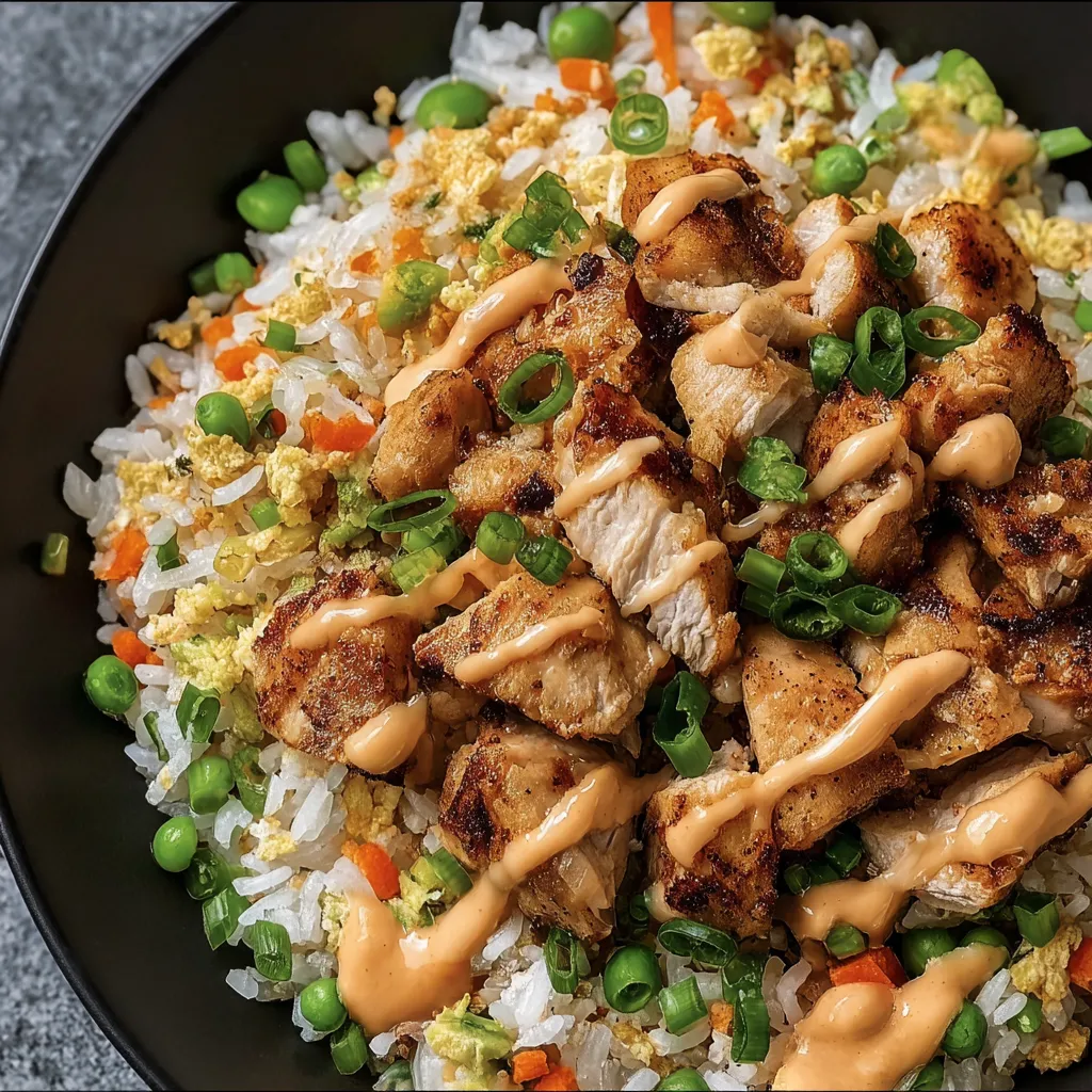 A bowl of rice with meat and sauce.