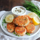 Salmon Patties with Yogurt Sauce