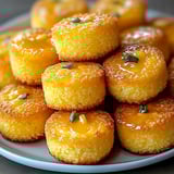 A plate of cake with green topping.