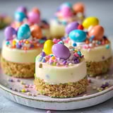 A plate of cake with colorful sprinkles.